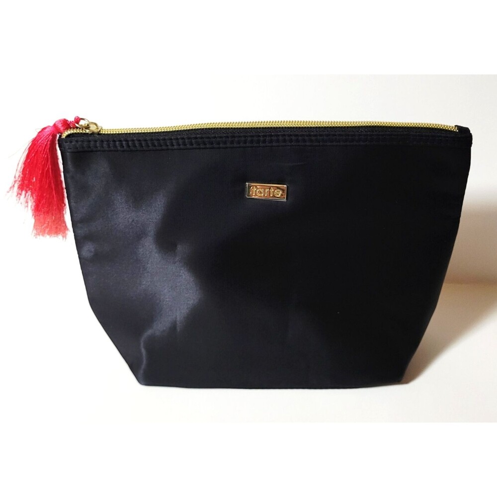 Tarte Black With Pink Tassels Makeup Cosmetic Toiletry Travel Bag BRAND NEW!!!